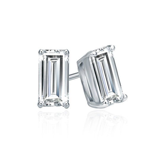 4-Prong Baguette Studs Earrings