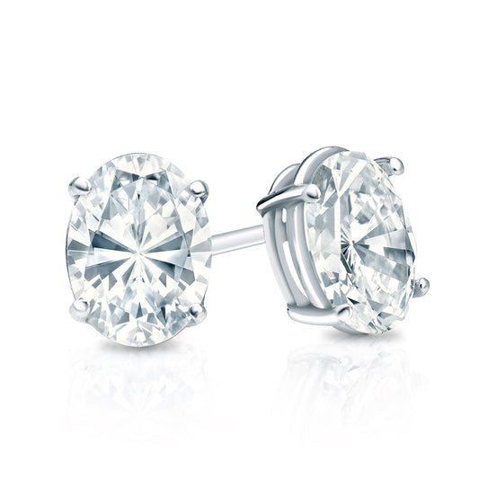 4-Prong Oval Studs Earrings