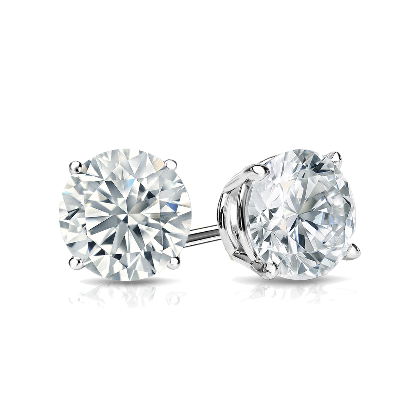 4-Prong Round Studs Earrings with Push Backs