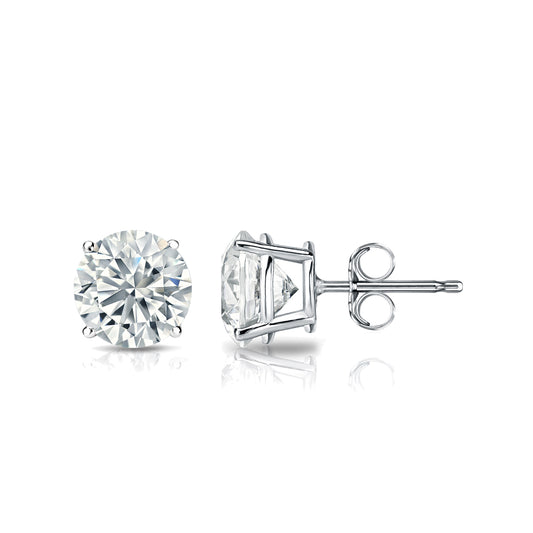 4-Prong Round Studs Earrings with Push Backs
