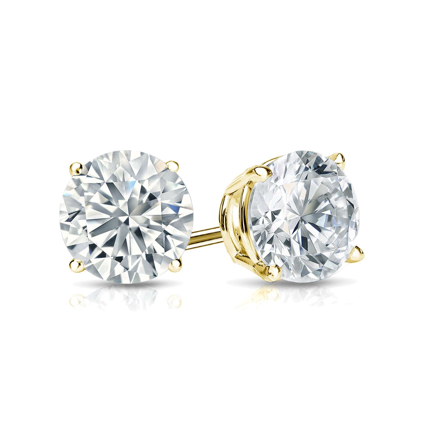 4-Prong Round Studs Earrings with Push Backs