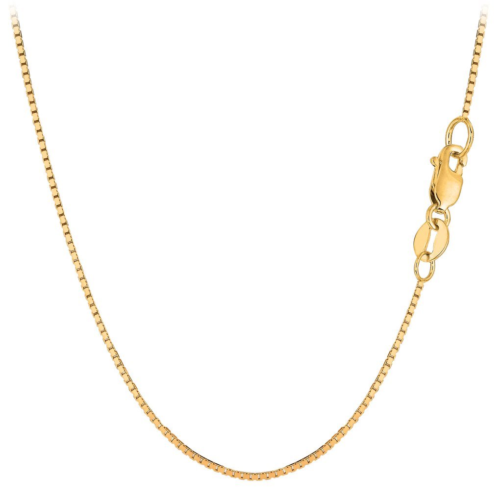 10K Gold 1.00mm Thick Classic Mirror Box Chain with Lobster-Claw Clasp
