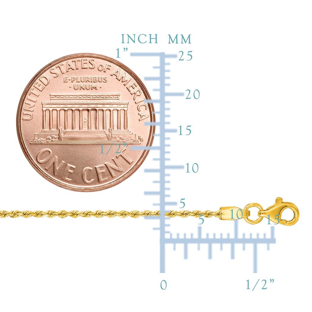 10K Gold 1.25mm Thick Diamond-Cut Rope Chain with Spring Ring Clasp