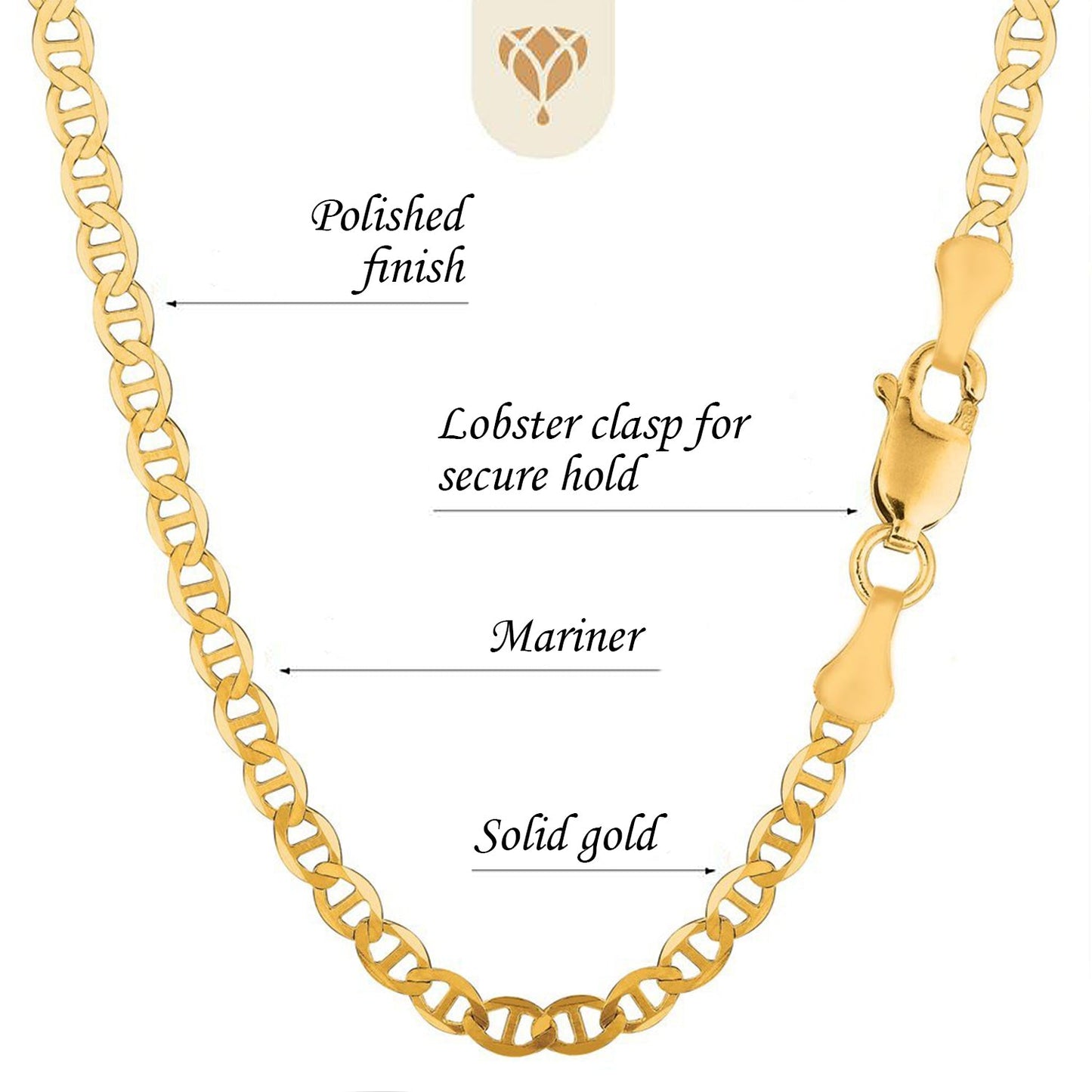 10K Yellow Gold 4.5mm Mariner-Link Chain or Bracelet with Lobster-Claw Clasp