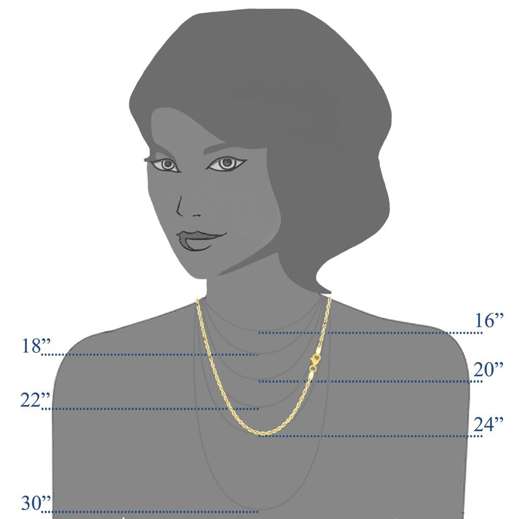 10K Gold 2.00mm Hollow Rope Chain with Lobster-Claw Clasp