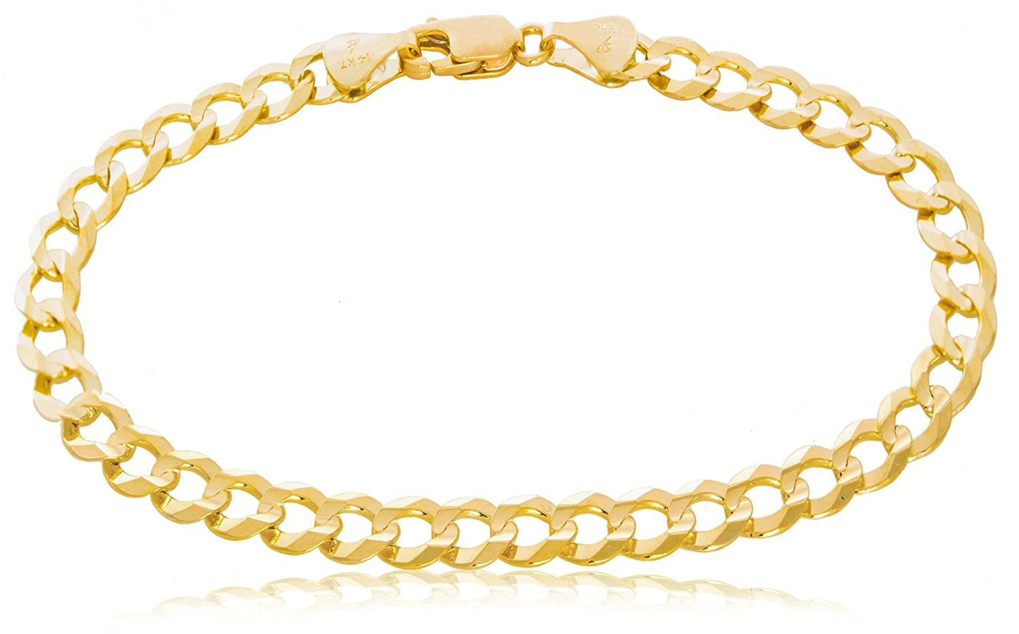 10K Yellow Gold 7.00mm Cuban Comfort Curb Cuban Chain Or Bracelet with Lobster-Claw Clasp