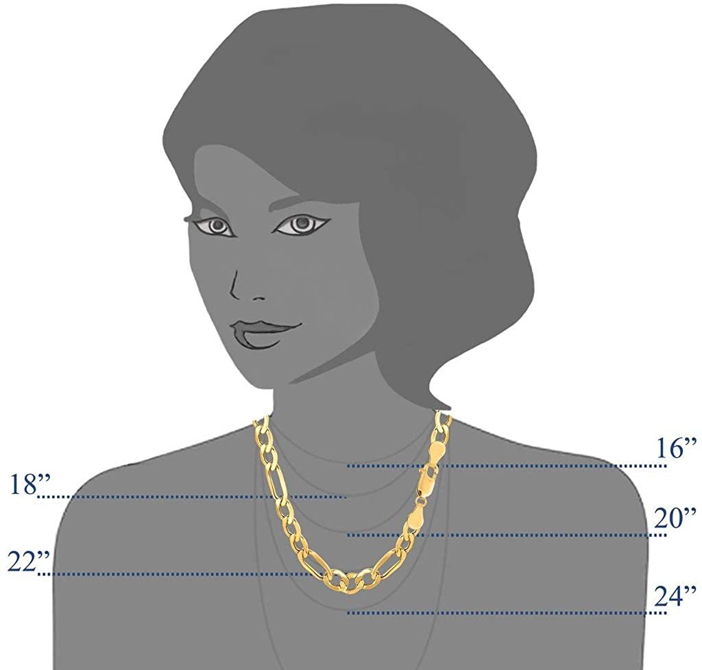 10K Yellow Gold 6.6mm Diamond-Cut Alternate Classic Figaro Chain Or Bracelet/Anklet with Lobster-Claw Clasp