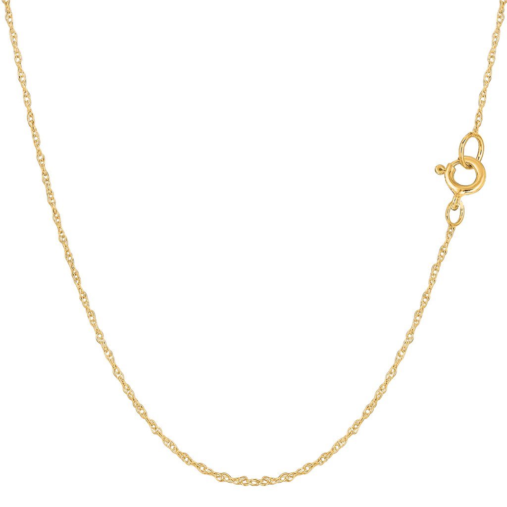 14k Yellow Or White Gold 1.00MM Classic Solid Rope Chain with Spring-Ring Clasp