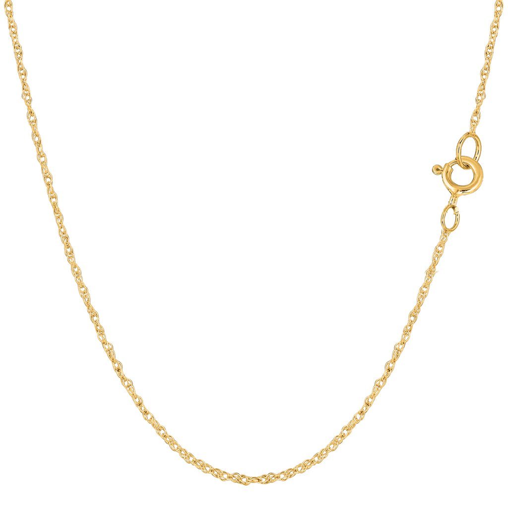 14k Yellow Or White Gold 1.2MM Classic Solid Rope Chain with Spring-Ring Clasp