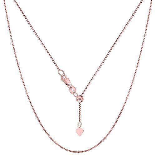 14k Solid Yellow Or White Or Rose Gold 0.85MM Adjustable Box Chain ( Adjustable 22", 30")