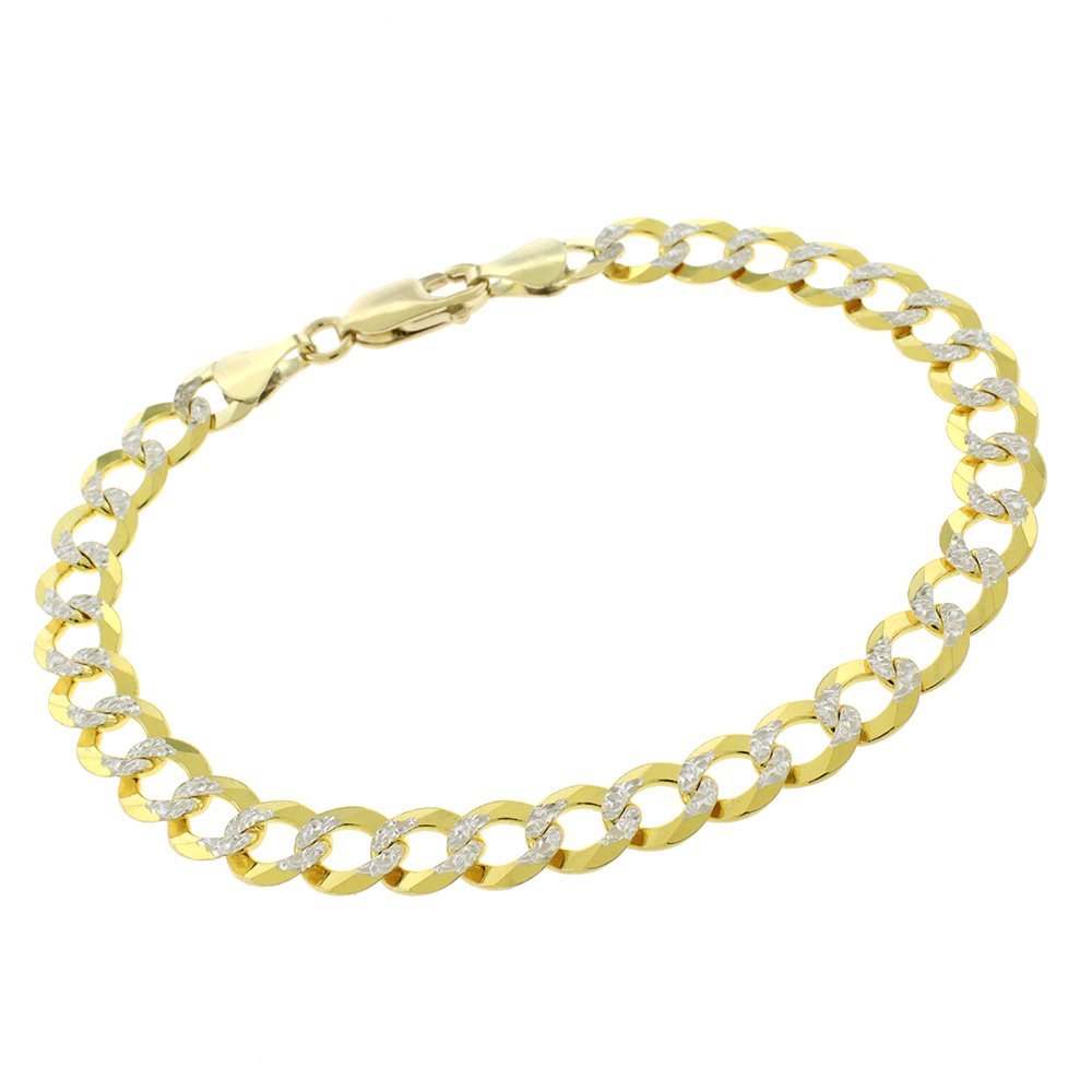 14K Gold 12.18mm White Pave Curb Chain