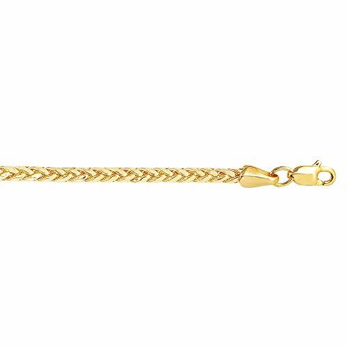 14K Yellow Gold 3.1mm Diamond-Cut Classic Semi-Solid Franco Chain with Lobster-Claw Clasp
