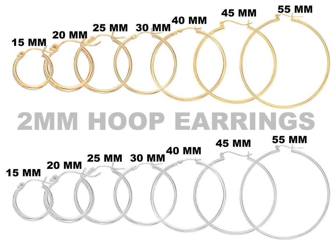 14K Gold 2mm Hoops