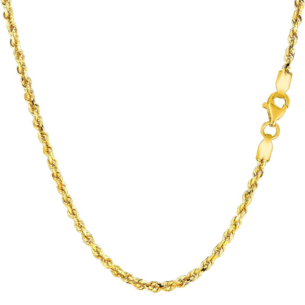14K Gold 2mm Diamond Cut Royal Rope Chain