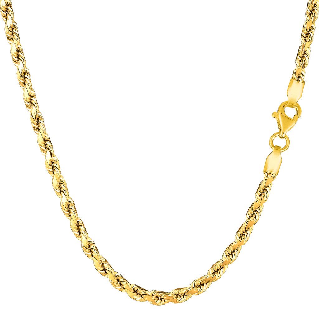 14K Gold 3.5mm Diamond Cut Royal Rope Chain