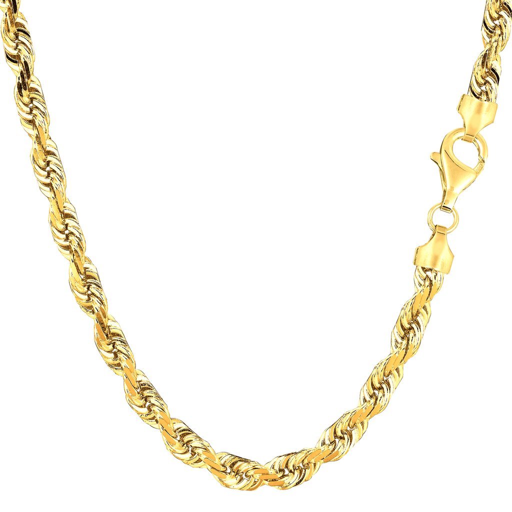 14K Gold 5mm Diamond Cut Royal Rope Chain
