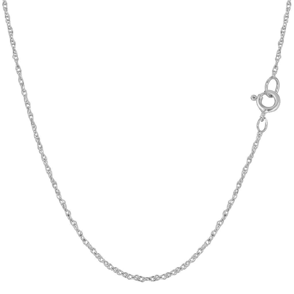 14k Yellow Or White Gold 1.00MM Classic Solid Rope Chain with Spring-Ring Clasp
