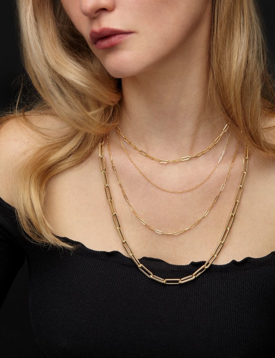 14K Gold 2.1mm Paperclip Chain