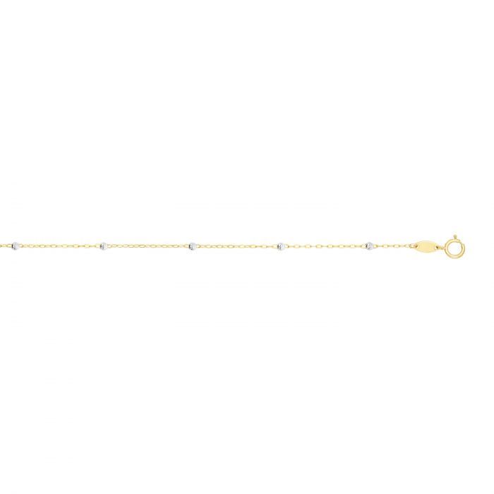 14k Solid Yellow Gold 3.5mm Elegant Diamond Cut Bead Saturn Chain with Spring Ring Closure