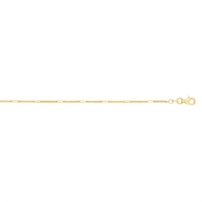 14k Solid Yellow Gold 1.3mm Elegant Polished Bar Station Saturn Chain with Lobster Claw Closure