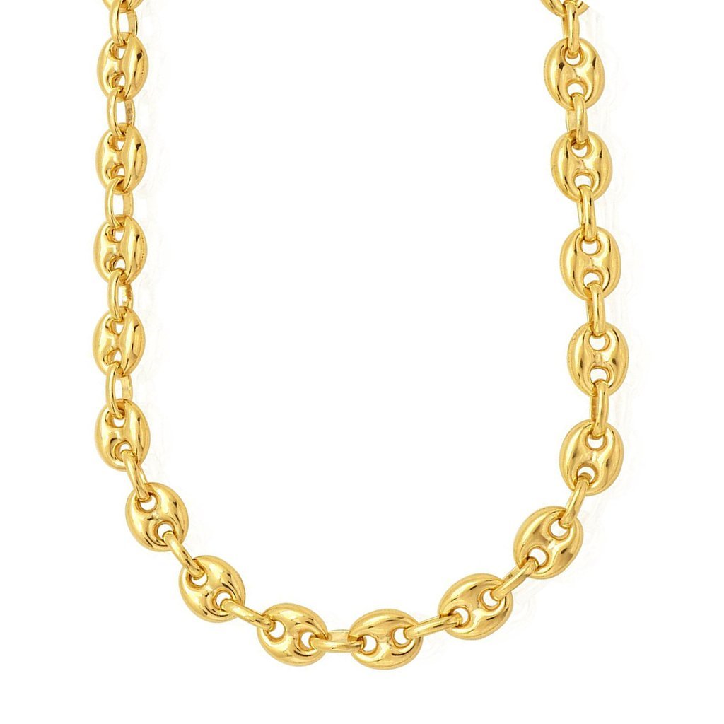 14K Gold 9mm Puffed mariner Chain