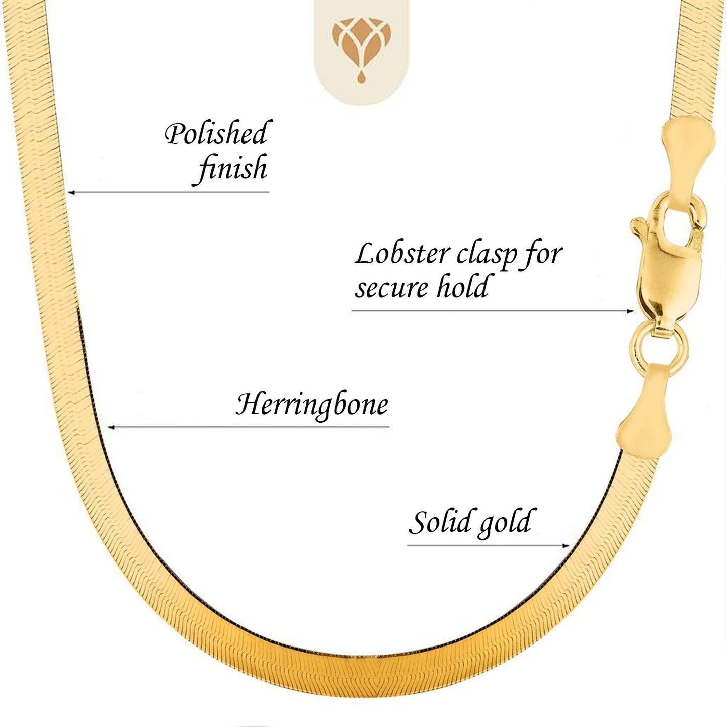 10K Yellow Gold 4.6mm Herringbone Chain or Bracelet with Lobster-Claw Clasp
