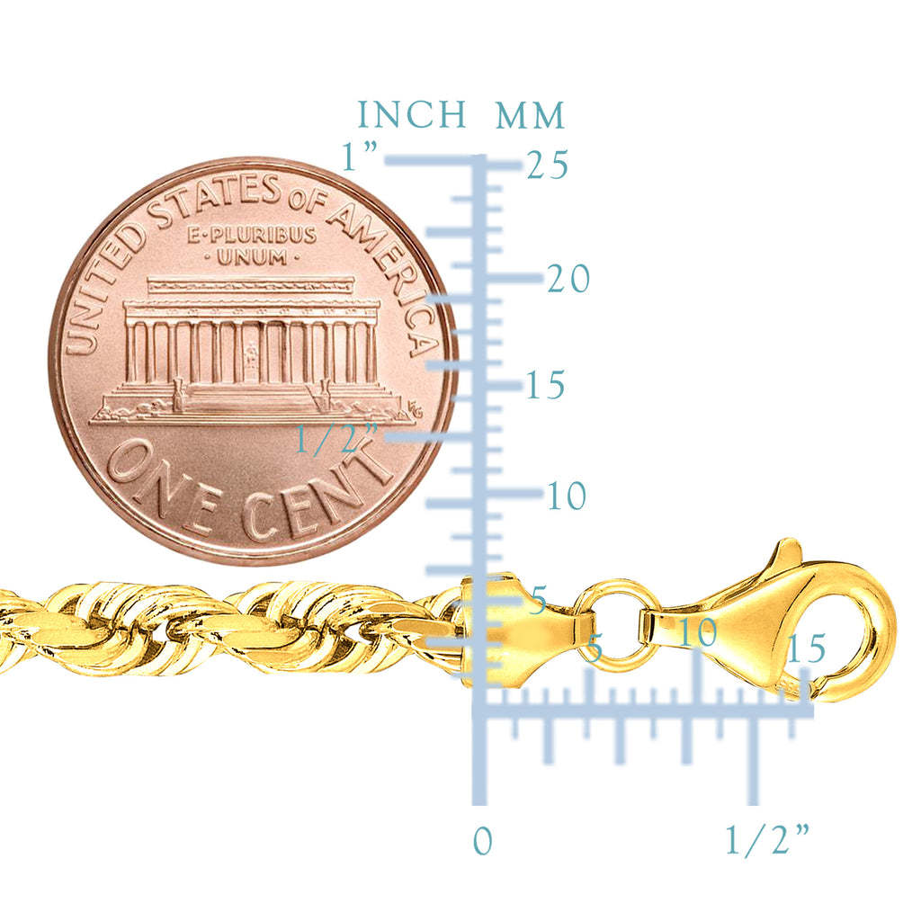 10K Yellow Gold 6mm Royal Rope Diamond Cut Chain or Bracelet with Lobster-Claw Clasp