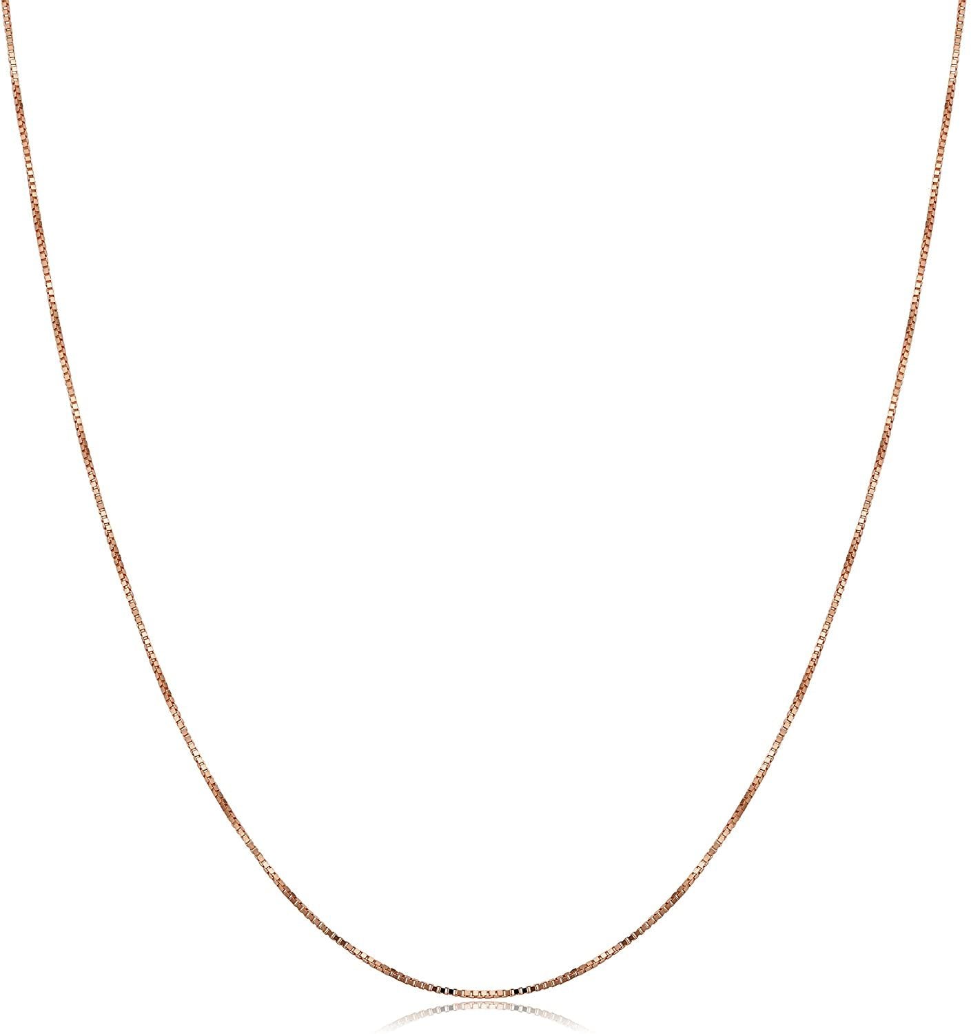 14K Yellow Or White Or Rose Gold 0.60mm Classic Box Chain with Spring Ring Clasp