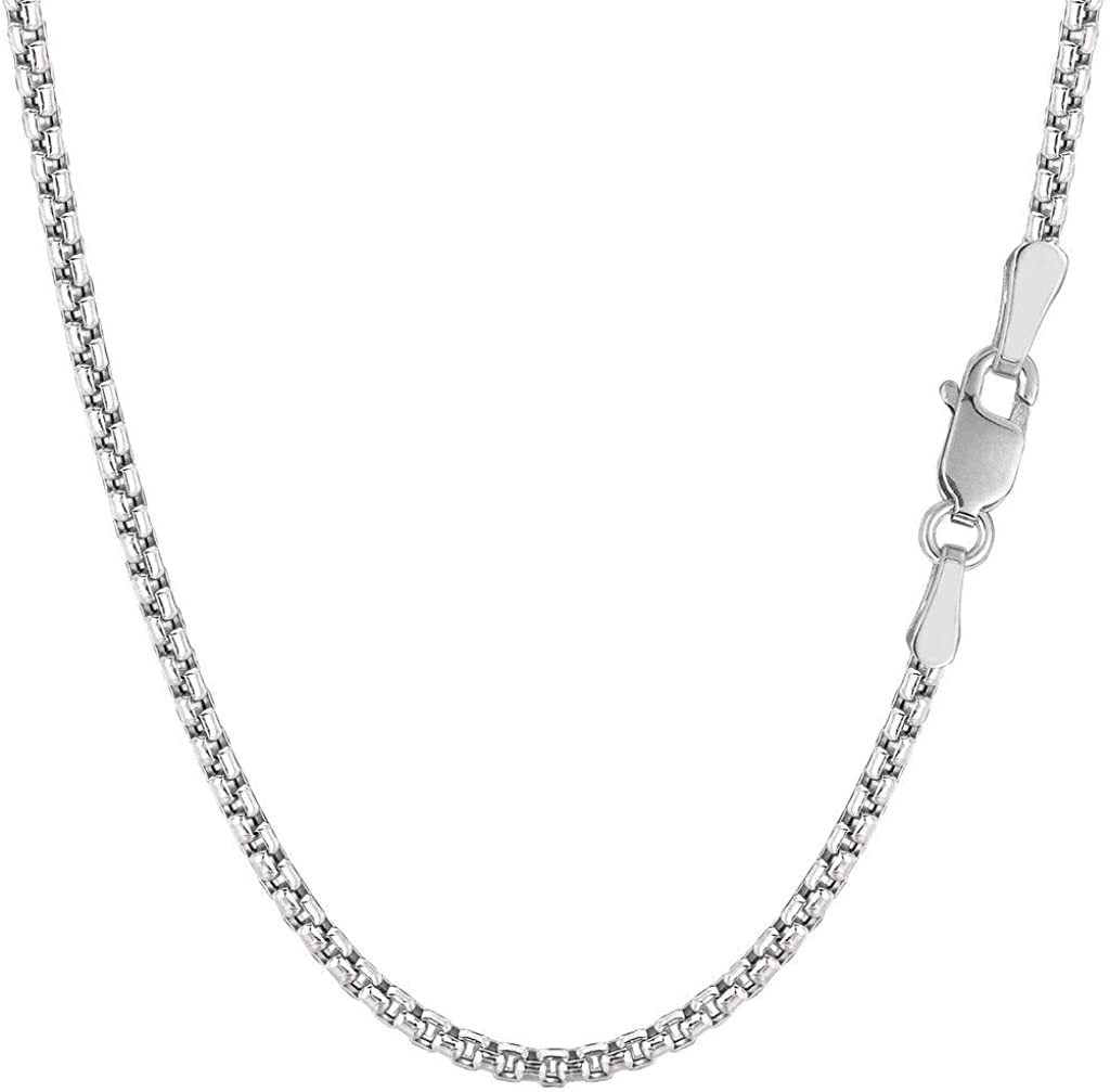 14k Yellow Or White Solid Gold 1.35mm Round-Box Chain with Lobster Claw Clasp