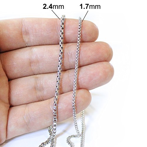 14k Yellow Or White Solid Gold 1.35mm Round-Box Chain with Lobster Claw Clasp