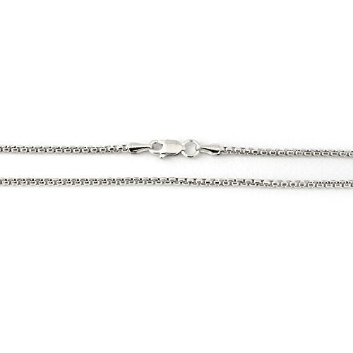 14k Yellow Or White Solid Gold 1.7mm Round-Box Chain with Lobster Claw Clasp