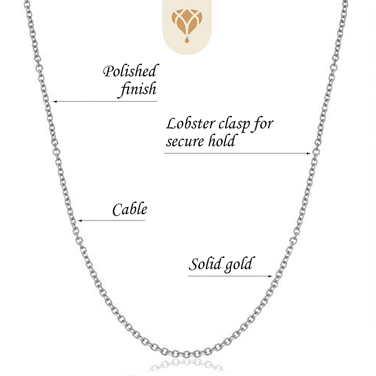10K Gold .5mm Diamond Cut Cable Link Chain with Spring-Ring Clasp