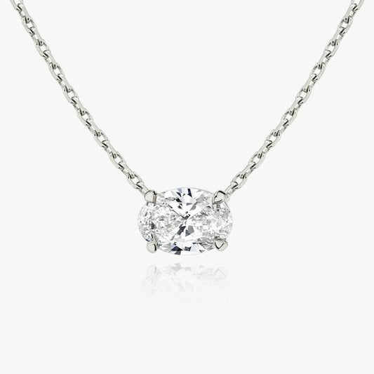 4-Prong East-to-West Oval Floating Solitaire Necklace