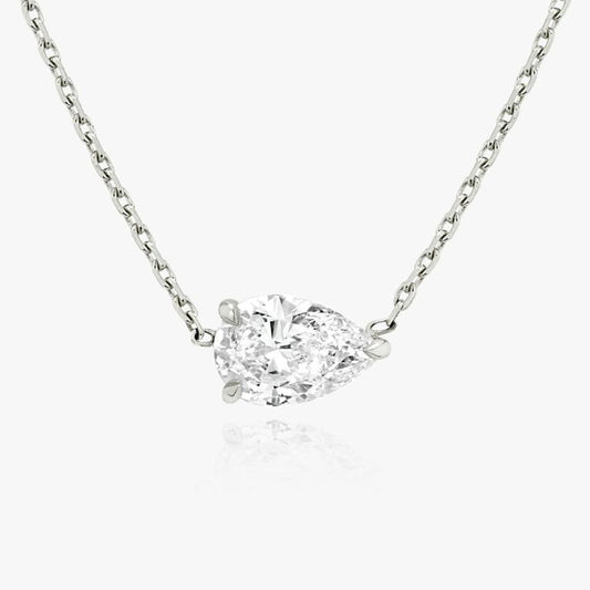 3-Prong East-to-West Pear Floating Solitaire Necklace