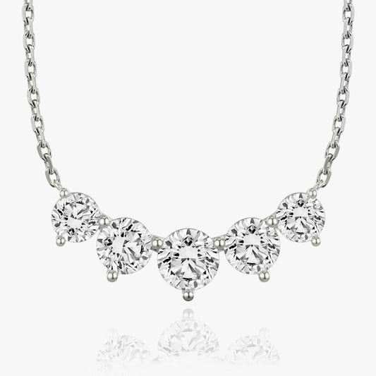 Round Solitaire Row of 5 Diamond Necklace