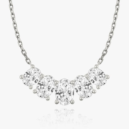 Oval Solitaire Row of 5 Diamond Necklace