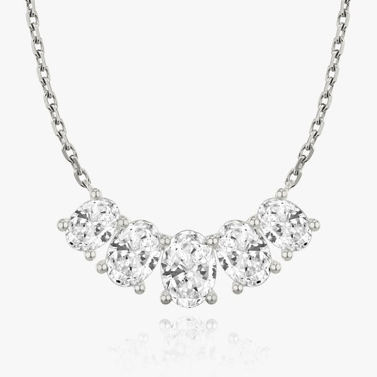 Oval Solitaire Row of 5 Diamond Necklace