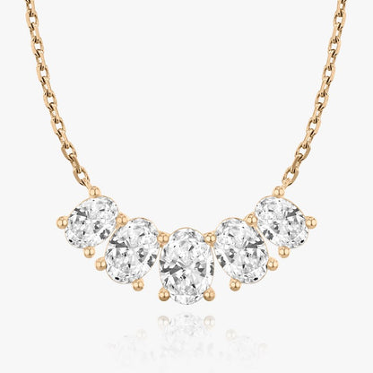 Oval Solitaire Row of 5 Diamond Necklace