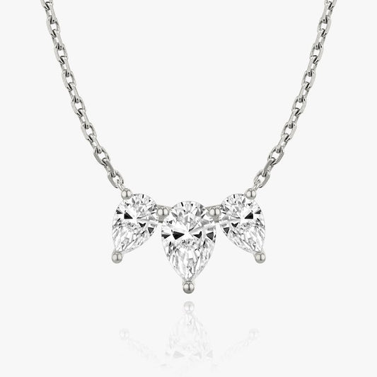 Pear Solitaire Row of 3 Diamond Necklace
