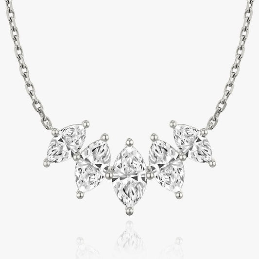 Marquise Solitaire Row of 5 Diamond Necklace