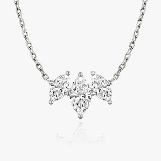 Marquise Solitaire Row of 3 Diamond Necklace