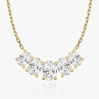 Oval Solitaire Row of 5 Diamond Necklace
