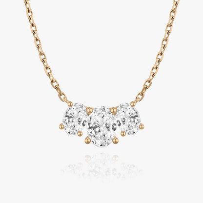 Oval Solitaire Row of 3 Diamond Necklace