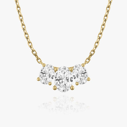 Oval Solitaire Row of 3 Diamond Necklace