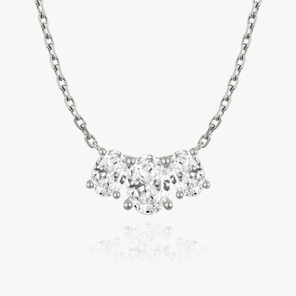 Oval Solitaire Row of 3 Diamond Necklace