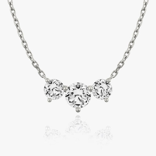 Round Solitaire Row of 3 Diamond Necklace
