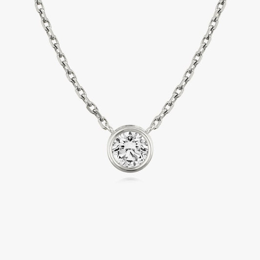 Bezel Set Round Solitaire Necklace