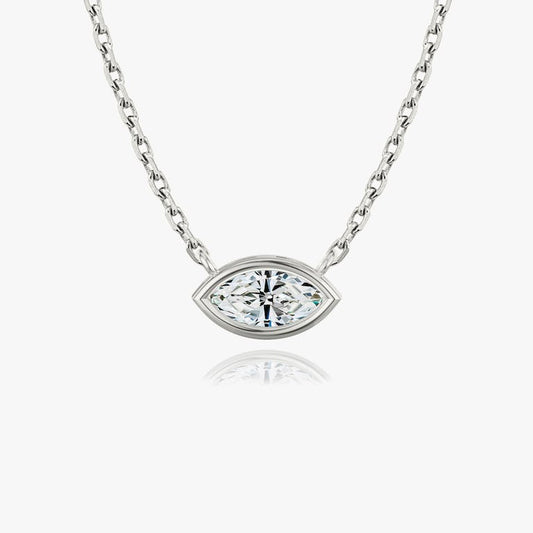 Bezel Set Marquise Solitaire Necklace