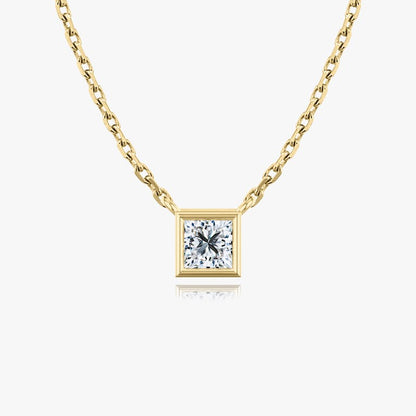 Bezel Set Princess Solitaire Necklace