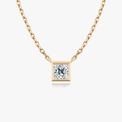 Bezel Set Princess Solitaire Necklace